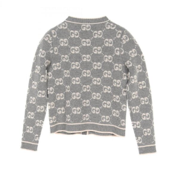 Gucci 2024 GG wool monogram bouclé jacquard cardigan in Grey and Ivory size L - Picture 2 of 5